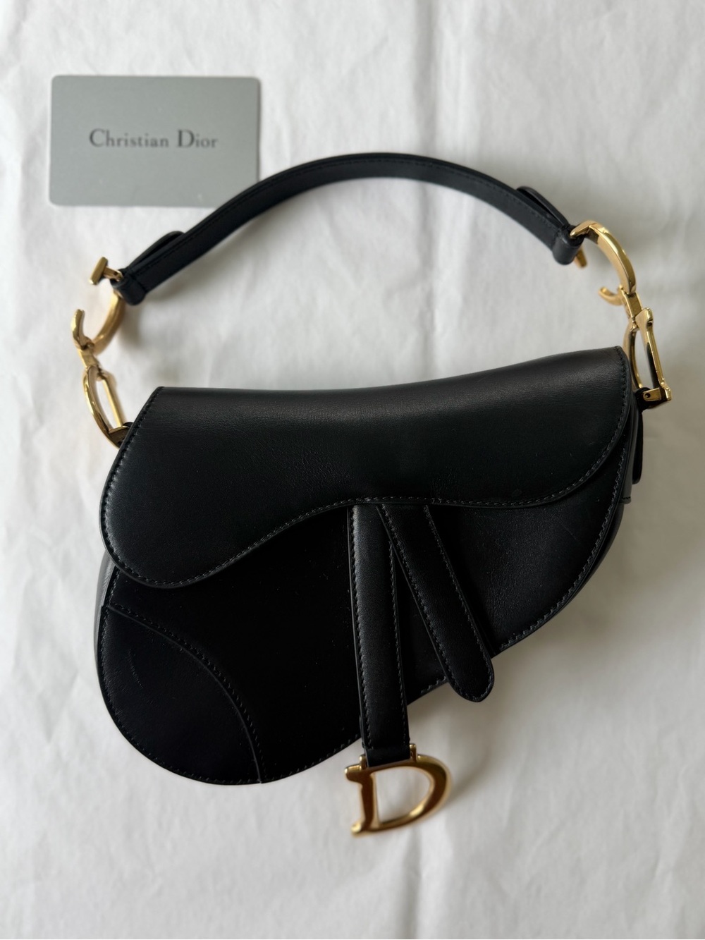 Dior Black Mini Saddle Bag Complete Set with Strap